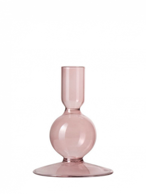 Glas Kandelaar Dinerkaarshouder Roze 11cm